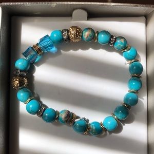 Genuine stone!  round turquoise stone bracelet